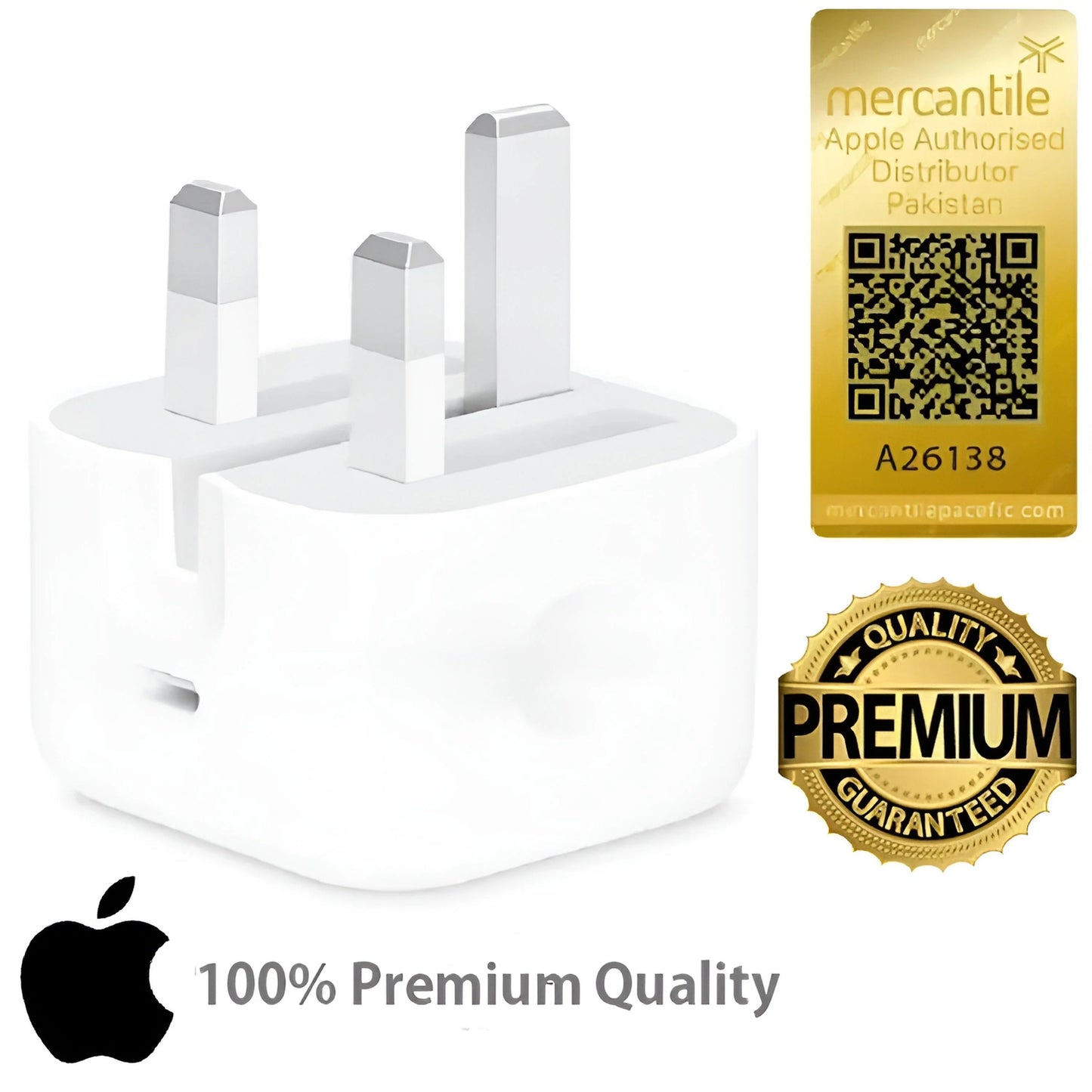 Official 20W iPhone PD Charger - 3PIN Plug Fast iPhone Charger With Type-C to Lightning Cable