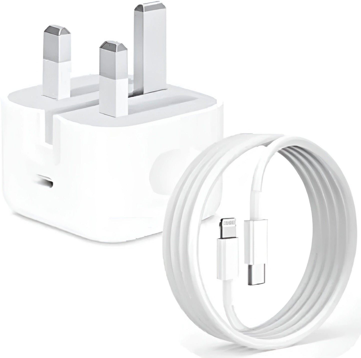 Official 20W iPhone PD Charger - 3PIN Plug Fast iPhone Charger With Type-C to Lightning Cable