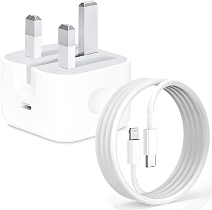 Official 20W iPhone PD Charger - 3PIN Plug Fast iPhone Charger With Type-C to Lightning Cable